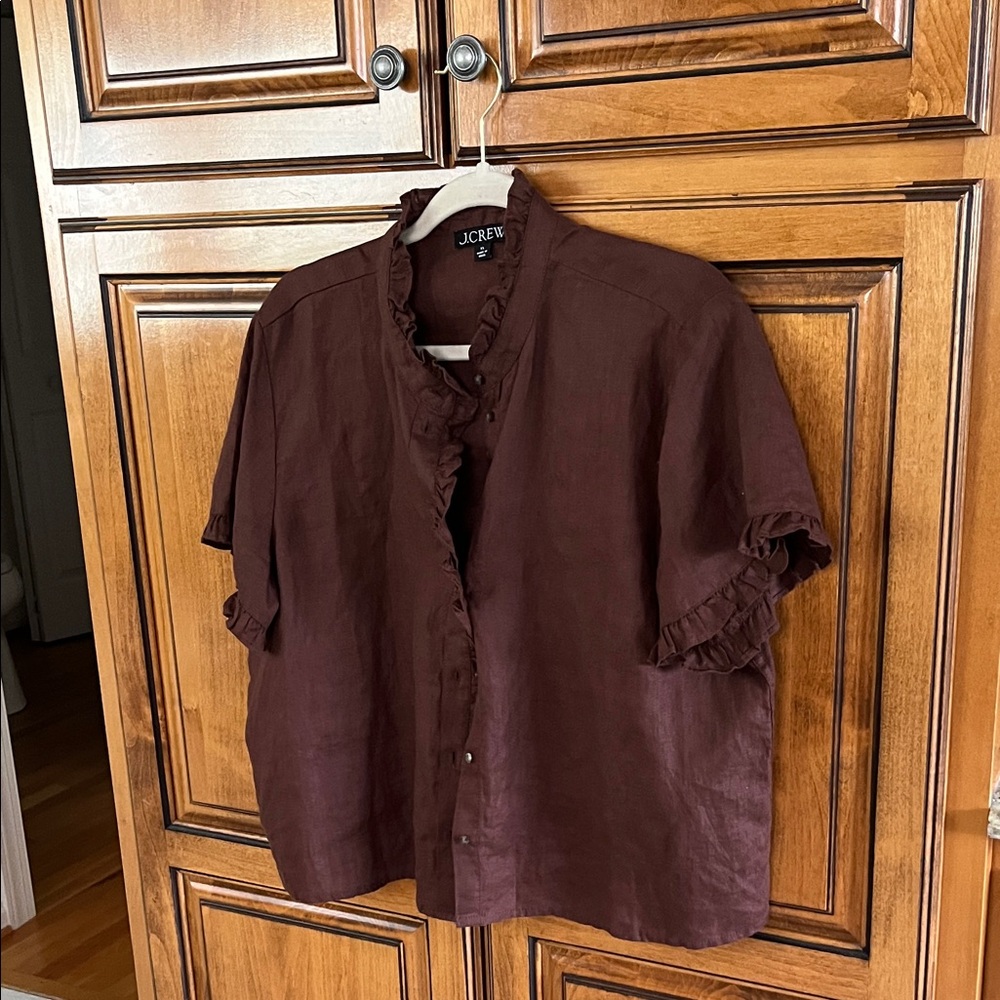 J. Crew women’s  Casual linen top in chocolate so pretty!  XL runs large…